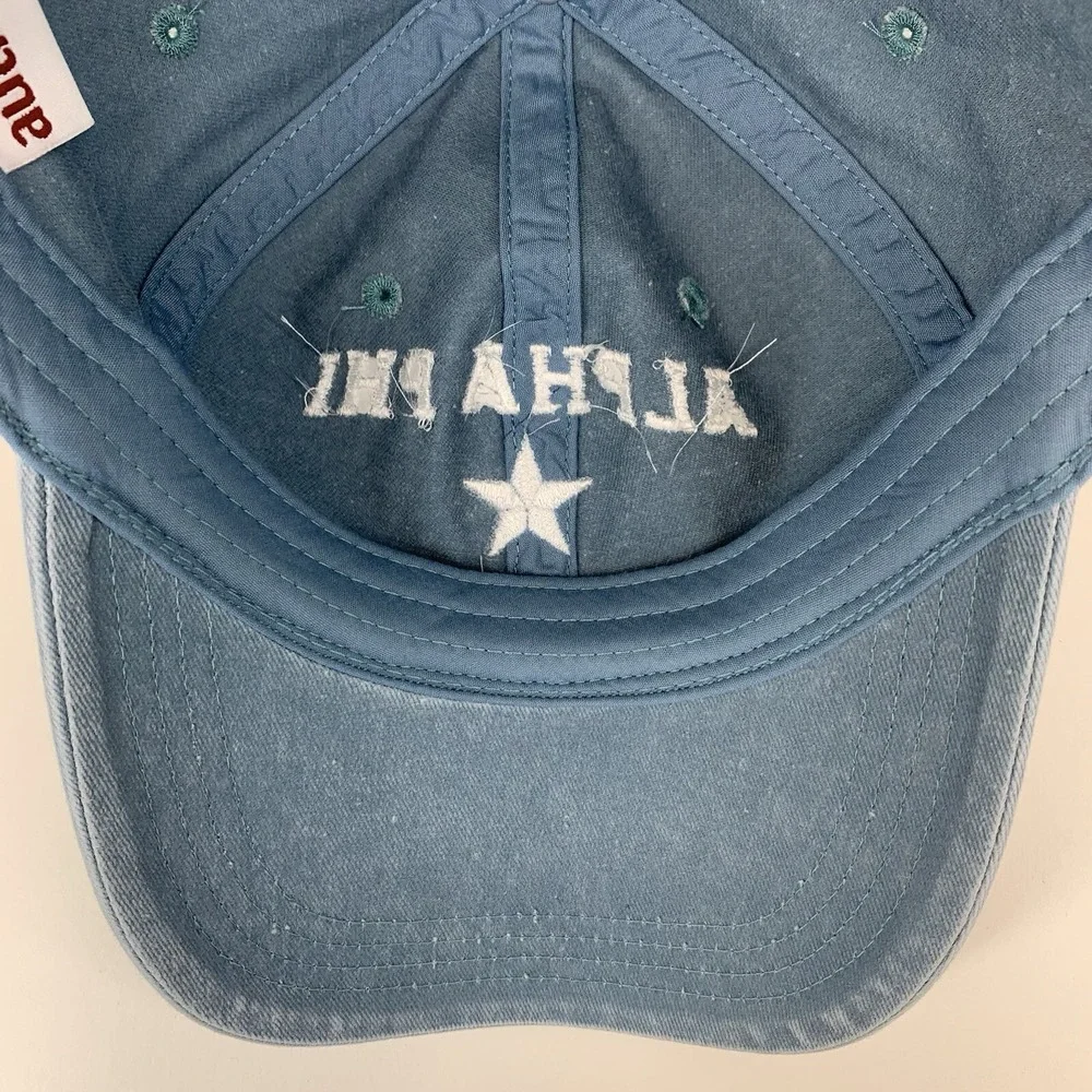 Alpha Phi Oklahoma Hat Star Blue Denim Adjustable Strap Baseball Cap